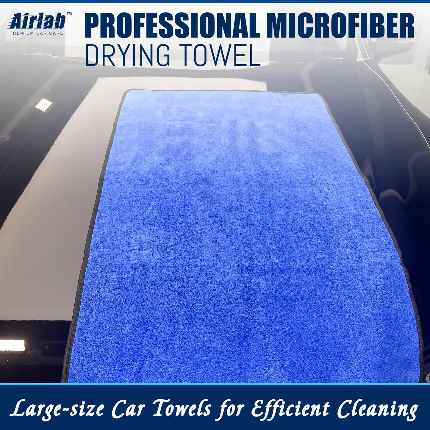 Airlab Microfibre Cloth Extra Large XXL 90x60cm, Dual-Sided Car Drying Towels 500GSM, Super Absorbent Ultra Soft Cleaning Cloths for Auto Detailing, Motorcycles Polishing, Vehicles Washing