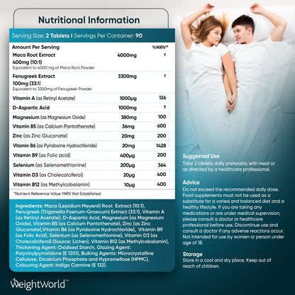 - Testosterone Supplements for Men | 180 Vegan Tablets -