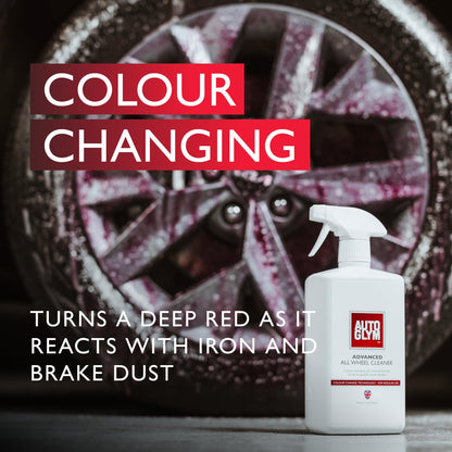 Autoglym Advanced All Wheel Cleaner,1L – Colour Change Technology Reacts With Brake Dust,pH Neutral Car Wheel Cleaner Spray and Alloy Wheel Cleaner Safe For All Wheel Types, Pink