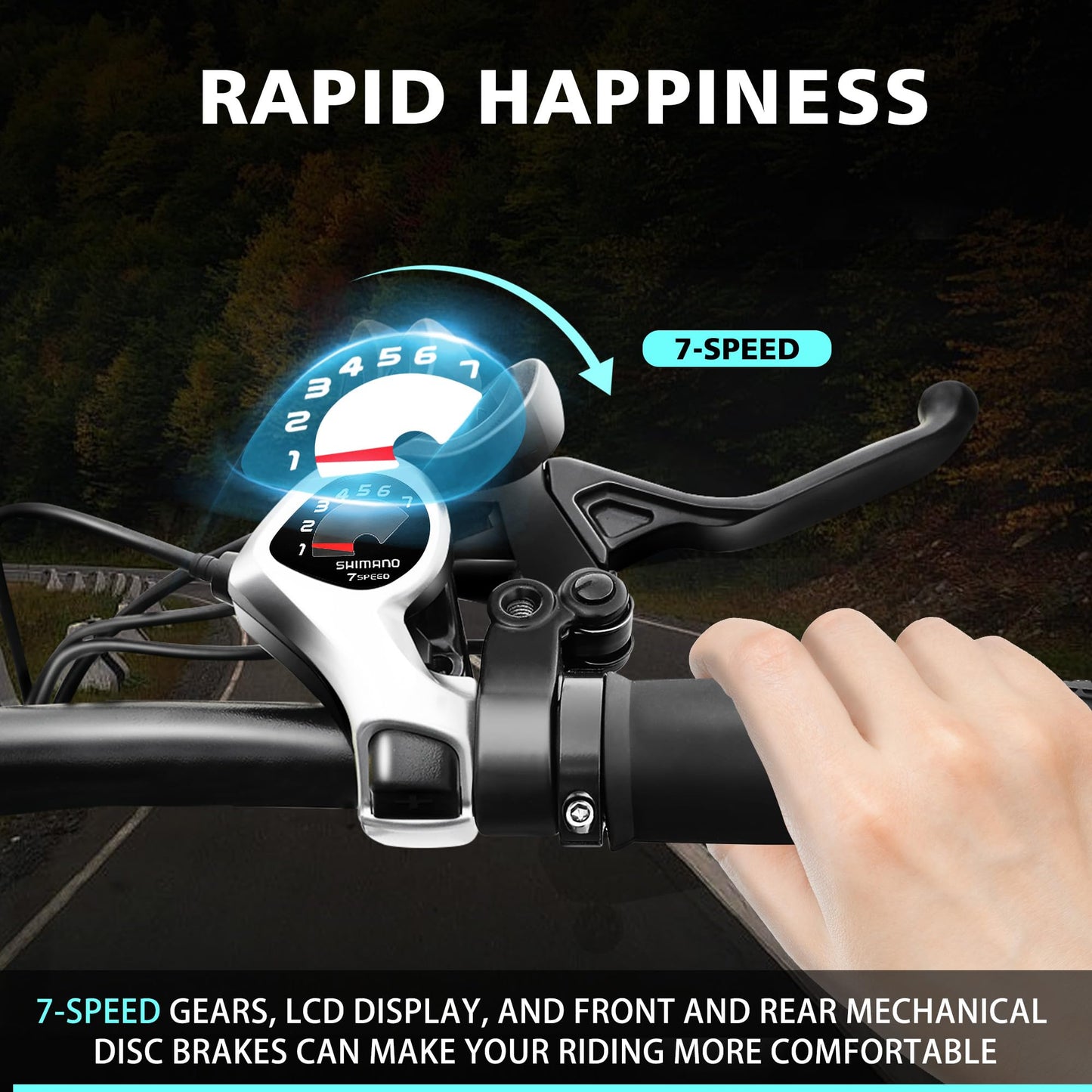 26'' Electric Bikes for Adults. City Commuter E-bike with High-Speed Brushless Motor. Electric Bike for 7 Speed Gear, Built-in 36V-8Ah/13Ah Removable Li-Ion Battery, G51 LCD Display, Dual Disc Brake