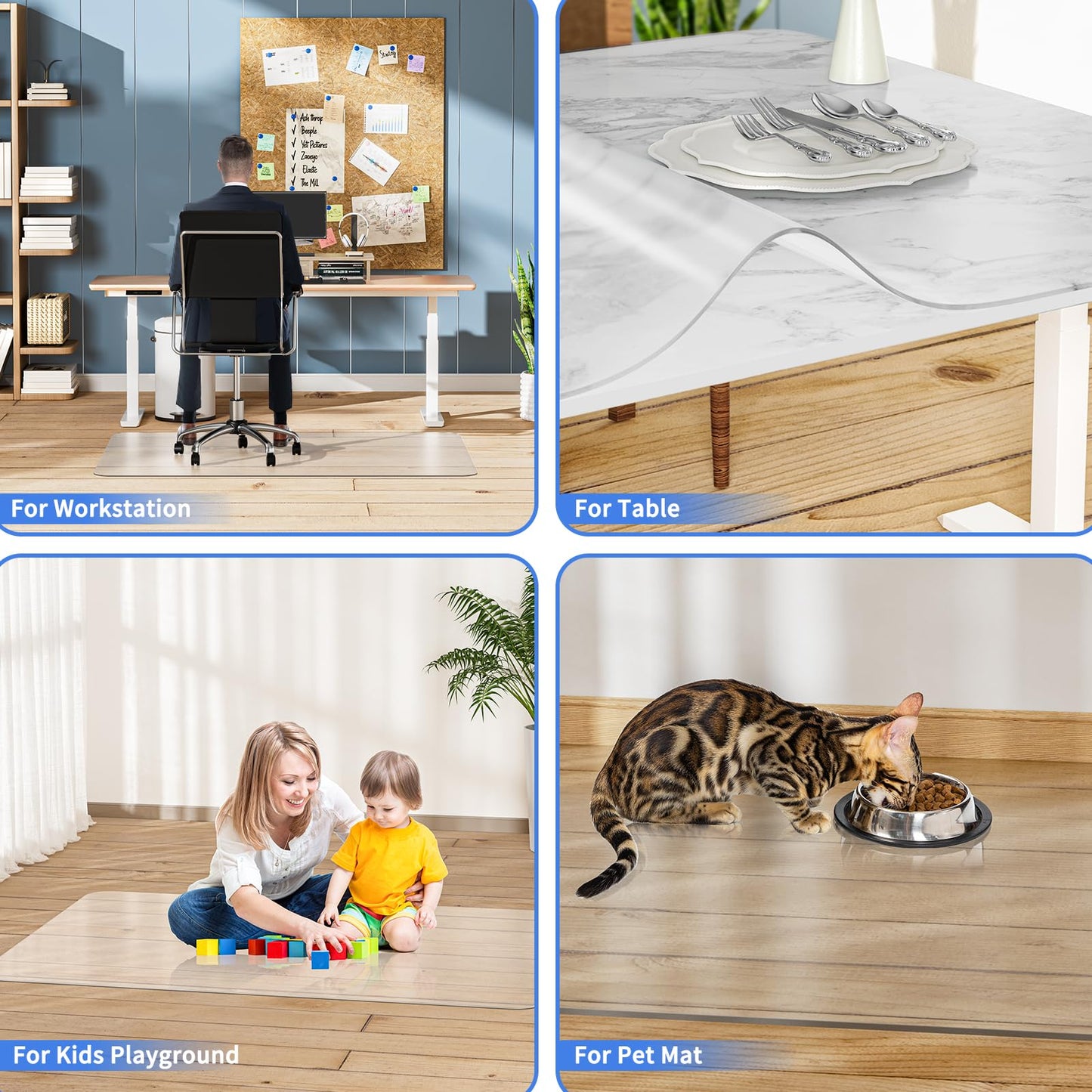 - WASJOYE Chair Mat for Hard Floor Office Chair Mat Desks Mats Large 90 * 120cm,Transparent Clear PVC Floor Protector