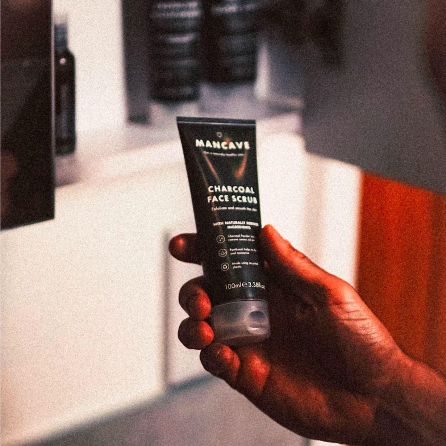 - ManCave Charcoal Face Scrub | 100ml for Men | Exfoliate & Smooth Skin -