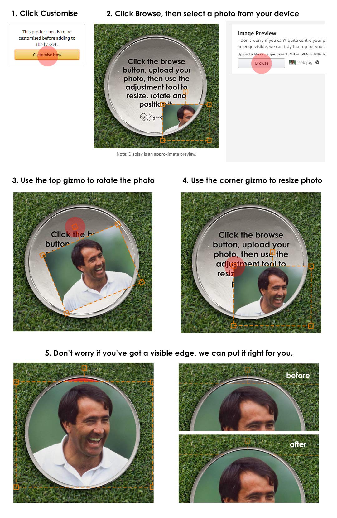 - EzeePutt | Personalised Golf Ball Marker | Putting Alignment Marker With Your Own Custom Photo -