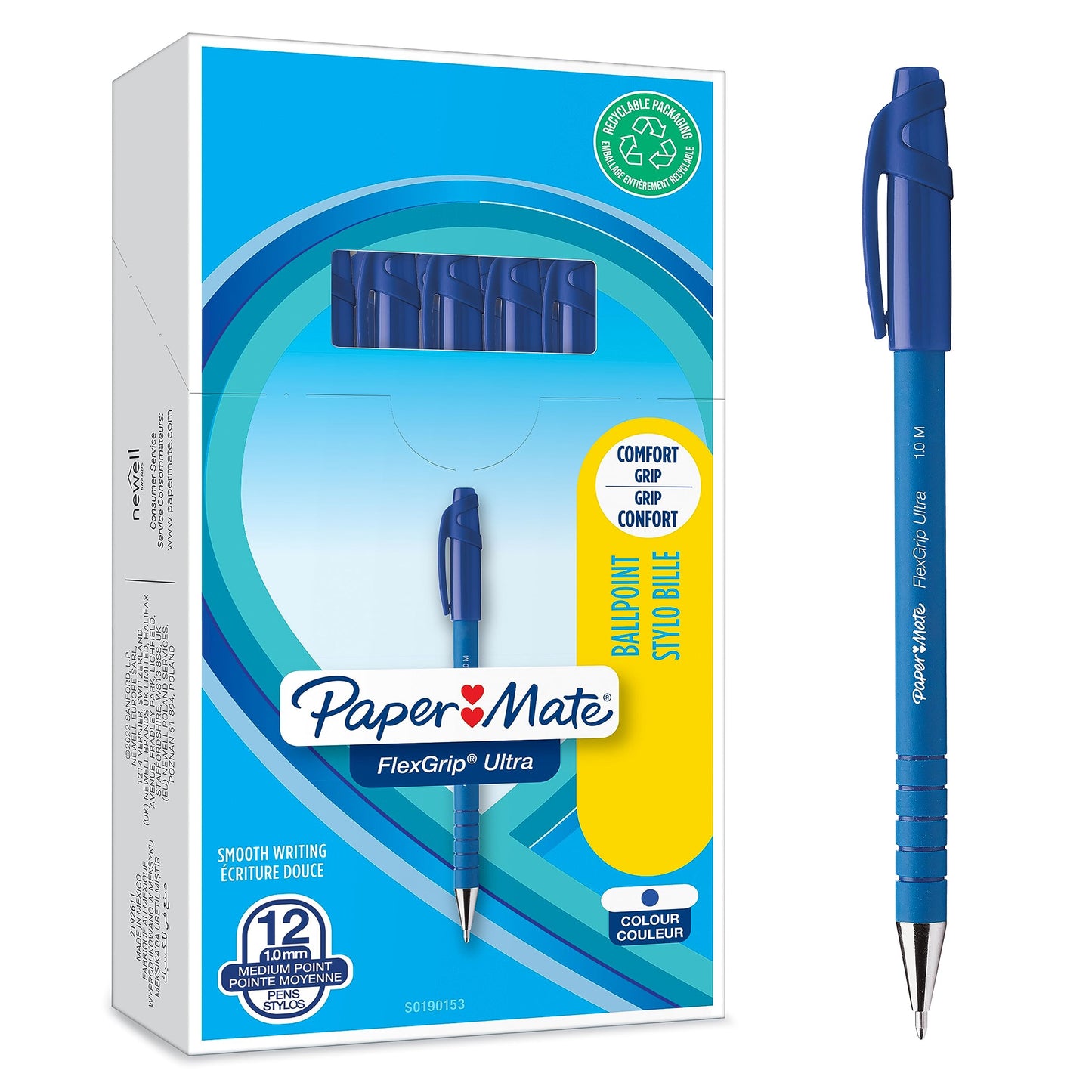 - Paper Mate Flexgrip Ultra Ballpoint Pens | Medium Point (1.0mm) | Blue | 12 Count -