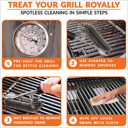 BBQ Grill Cleaning Brush&Scraper – Barbecue Wire Brush for Grill– 18'' Stainless Grill Grate Cleaner - Safe Grill Accessories&Tools for Weber Gas/Charcoal/Electrical/Infrared- Gifts for Men