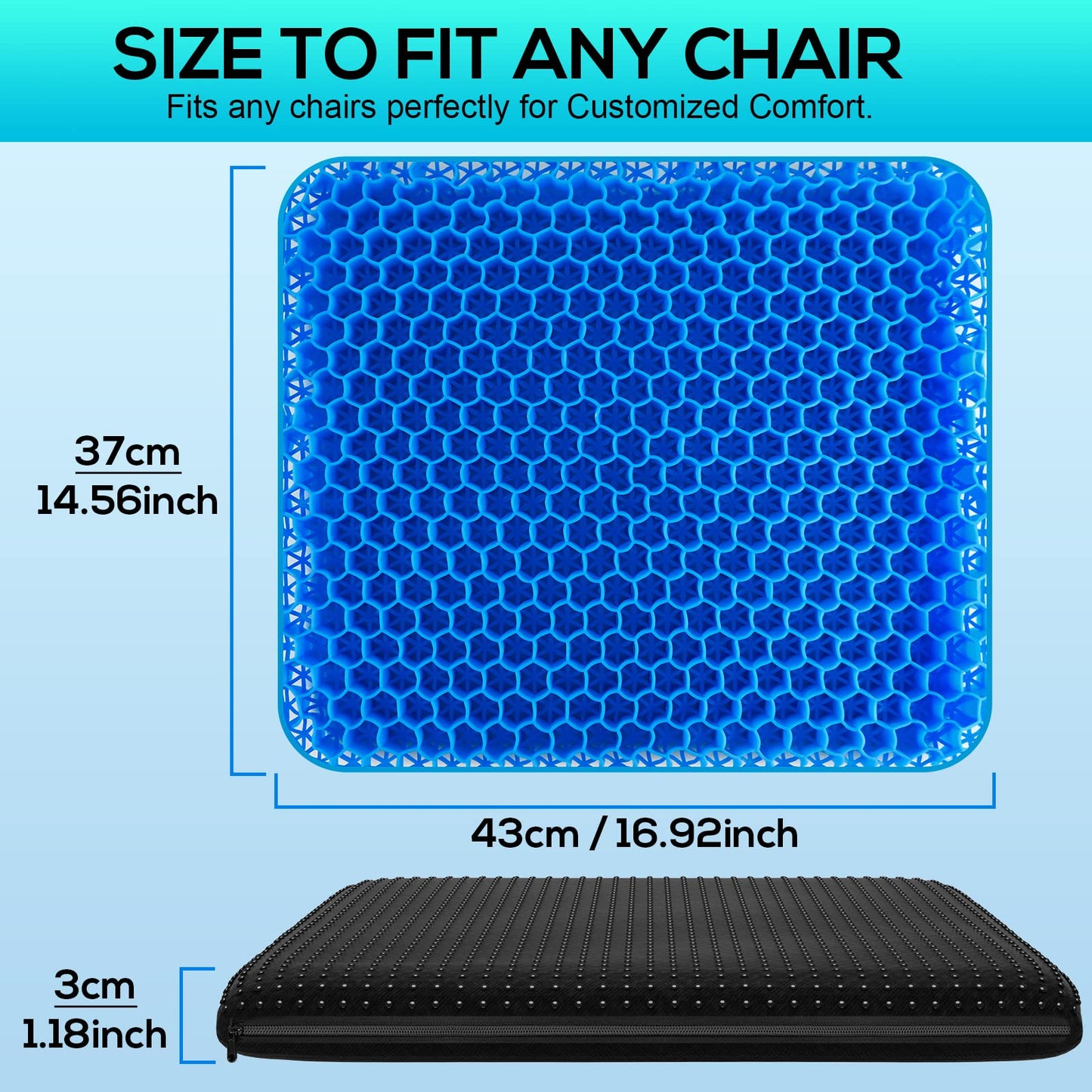 -  RaMokey Gel Seat Cushion for Long Sitting | Cooling Gel Chair Cushion More Comfortable -