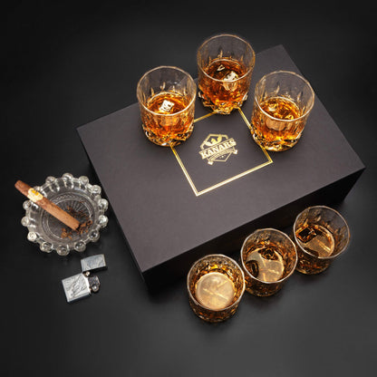 - KANARS Whiskey Glasses Set | Crystal Whisky Glass 300 ml | Unique Stylish Gift Box | 6-Piece -