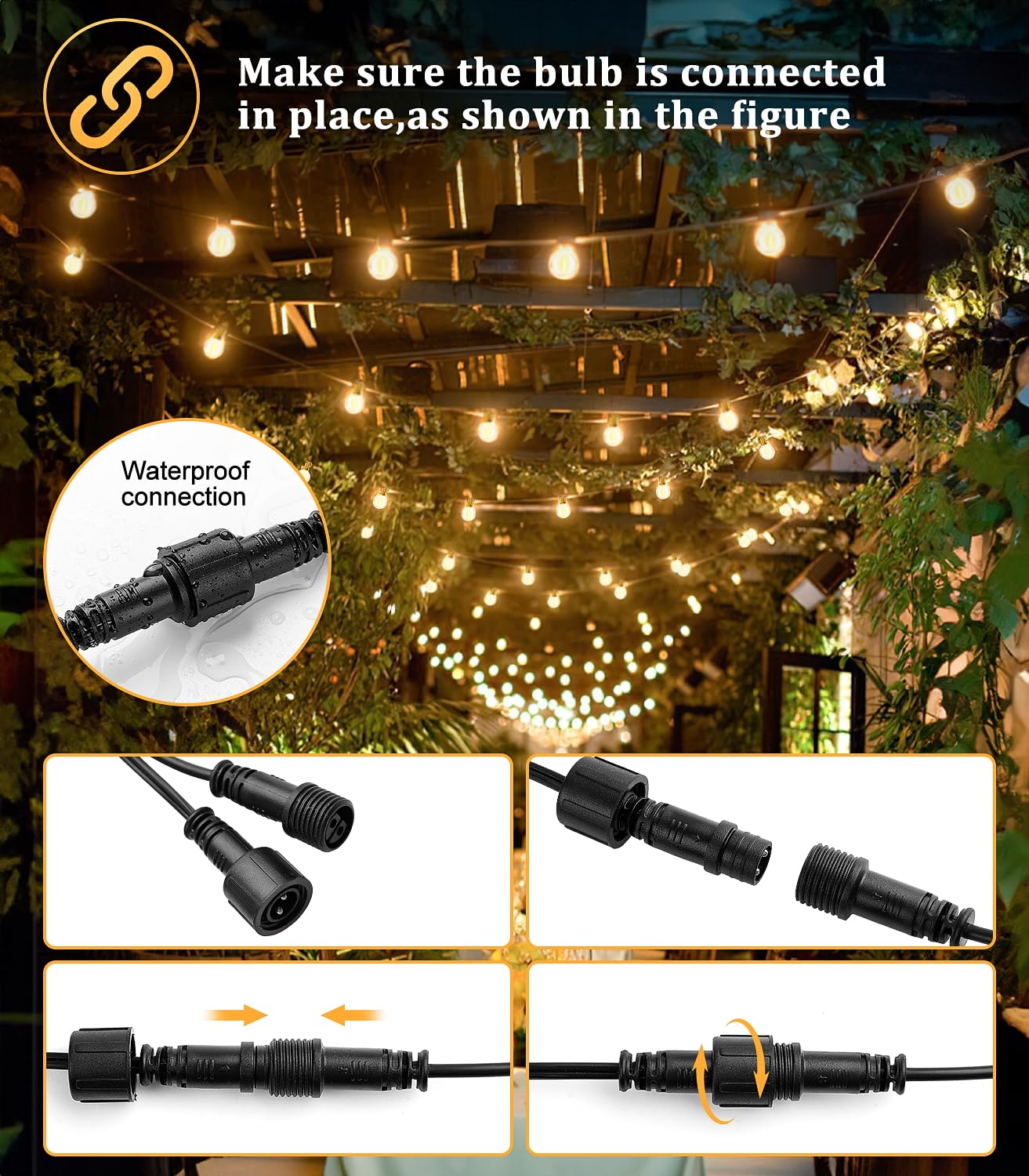 - Festoon Outdoor Lights Mains Powered | 65.5FT 20M G40 Garden Outside Festoon Lights -