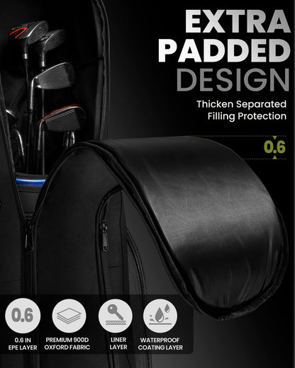 - OutdoorMaster Padded Golf Travel Bag | Reinforced Wheels | 900D Heavy Duty -