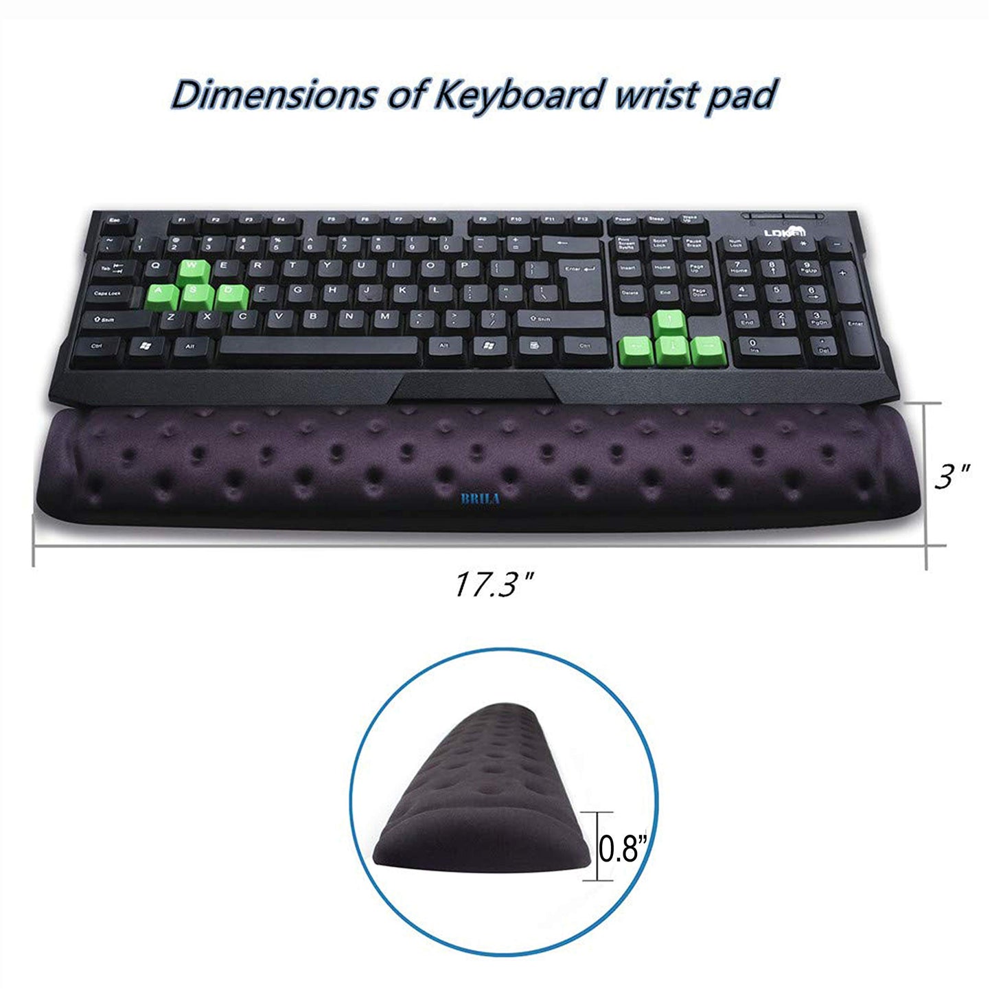 BRILA Memory Foam Mouse & Keyboard Wrist Rest Support Pad Cushion Set for Computer, Laptop, Office Work, PC Gaming - Massage Holes Design (Black Bundle)