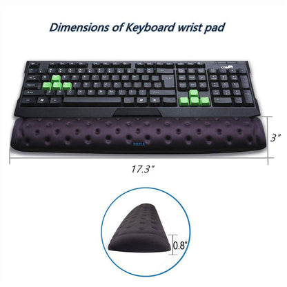 BRILA Memory Foam Mouse & Keyboard Wrist Rest Support Pad Cushion Set for Computer, Laptop, Office Work, PC Gaming - Massage Holes Design (Black Bundle)