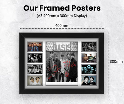 AllStarMedia Oasis Autographed Collage Poster Print - Limited Edition Gift for Band Lovers - Wall Decor for Music Fans, Merchandise, (Framed, A4 (12x8-30x20cm))