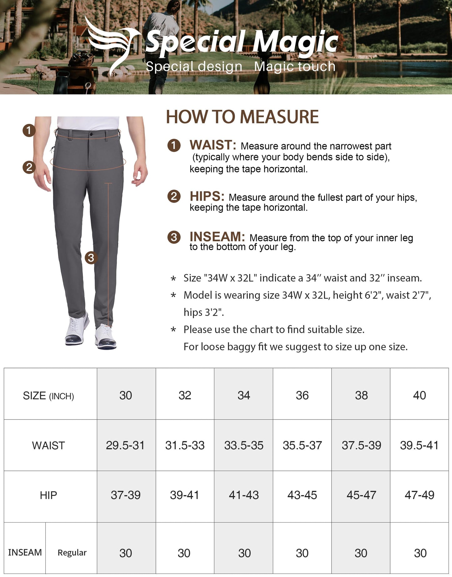 - SPECIALMAGIC | Men's Slim-Fit Stretch Golf Pants | Water Resistant Hiking Pants -