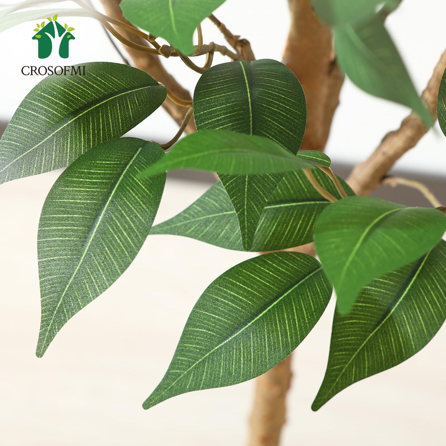 CROSOFMI Artificial Plants Indoor 150 cm Tall Fake Ficus Tree Large Faux Plants for Modern House Living Room Office Outdoor Decoration (1 Pack)