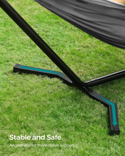 - SONGMICS Hammock with Stand | 210 x 150 cm Hammock | 5 Adjustable Heights | Portable Hammock with Metal Frame |  240 kg Load Capacity | Grey GHS001G01 -