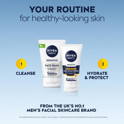 - NIVEA MEN Sensitive Face Moisturiser | SPF15 (75ml) | 0% Alcohol Moisturiser -
