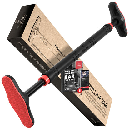 - Pull Up Bar Door Frame NO Screws + Exercise E-Book | Professional Chin Up with Padded Handles | Extra Wide Dip Workout Bars for Hanging in Doorway at Home -