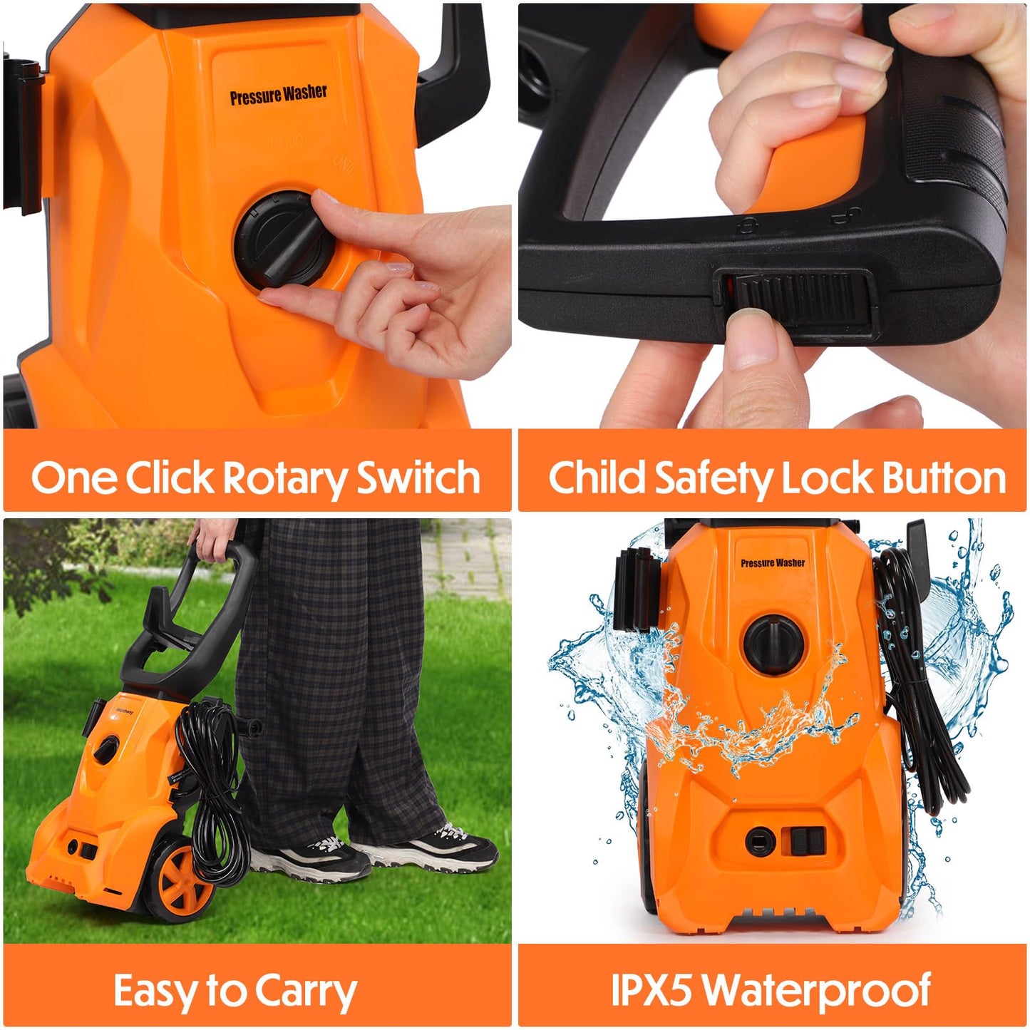 - Electric Pressure Washer | 1800w | 140Bar | 7L/min | Power Washer -