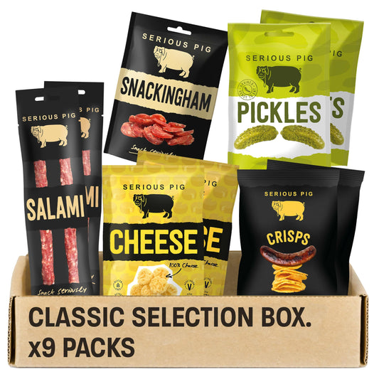 - Serious Pig Classic Selection Gift Box | Cheese Crisps |Salami Snacks | Pickles -