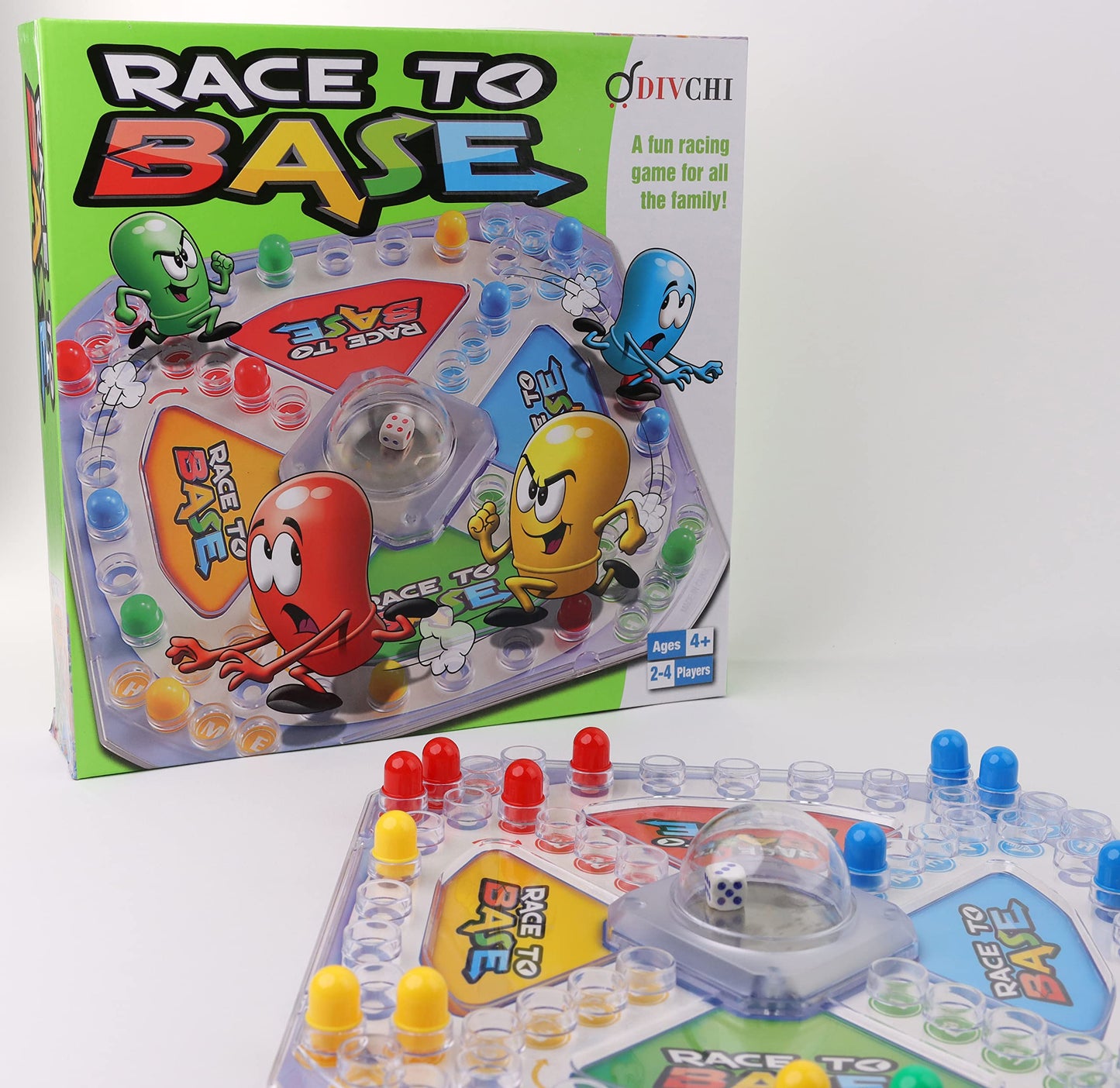 - DIVCHI Race To Base Board Game For kids | Racing and Chasing to Base Game | 4 Players -