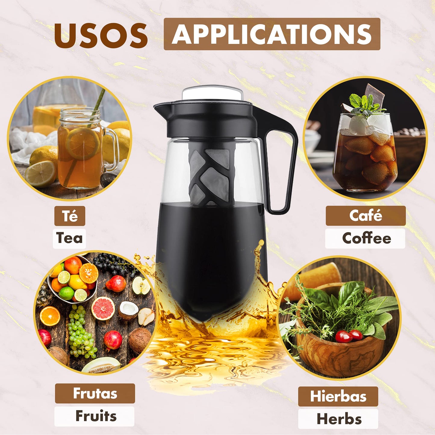 Cold Brew Jug - 2 litre (Cold Brew Coffee Maker) Infuser with Fine Mesh Filter and Airtight Lid Design in Tritan 100% BPA Free