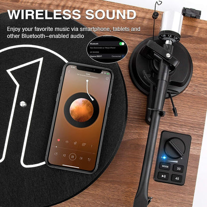 - 1 BY ONE Bluetooth Turntable Hi-Fi System with 36 Watt Bookshelf Speakers, Vinyl Record Player with Magnetic Cartridge