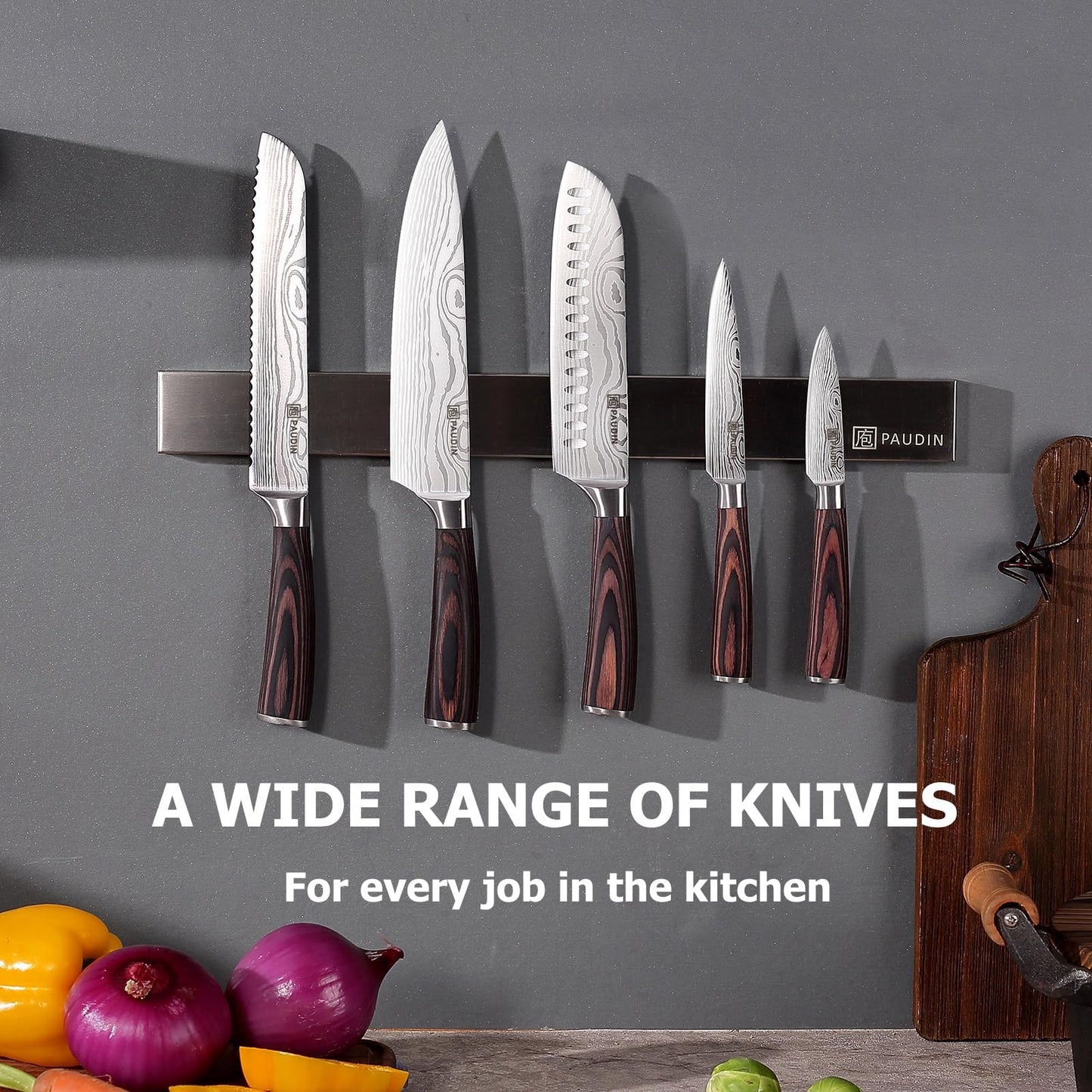 - PAUDIN Kitchen Knife Set | High Carbon Stainless Steel Kitchen Knives | 5 Piece Chef Knives Set -