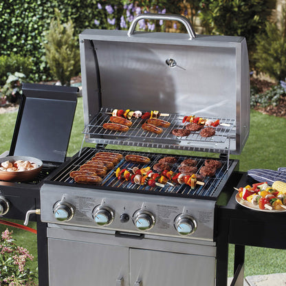 Blazebox Gas BBQ Grill 4 + 1 Side Burner & Warming Racks, 4 Dial Temperature Control, Multi Cook System, Stainless Steel Finish (Gas Burner BBQ)