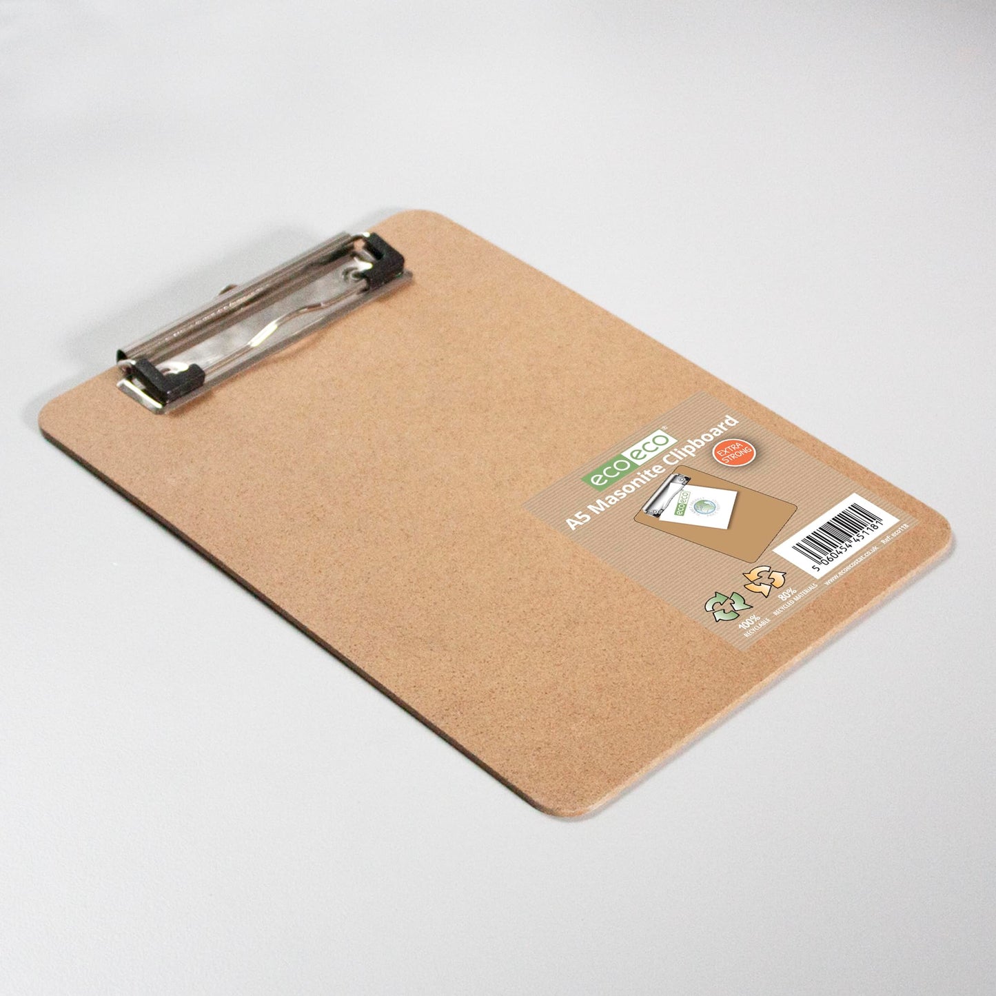- eco-eco A5 Masonite Strong Clipboard With Low Profile Metal Clip -