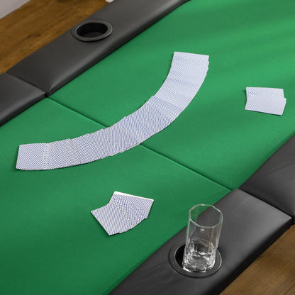 - HOMCOM Poker Table 1.85m Folding Top for | 8 Players Casino | Chip Trays | Drink Holders -