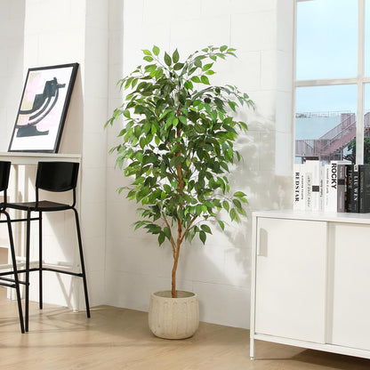 - Fopamtri Artificial Ficus Plant 150cm Large Fake Plants Indoor with Natural Wood Trunk -