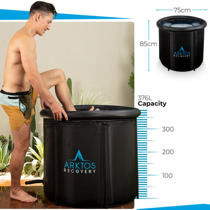 Artkos Ice Bath - Ice Bath Thermometer - Cold Water Therapy Tub with a Fantastic Capacity of 370L -Cold Plunge Tub with Three Ice Pack Insertion Pockets for Consistent Cooling - Ice Bath Outdoor