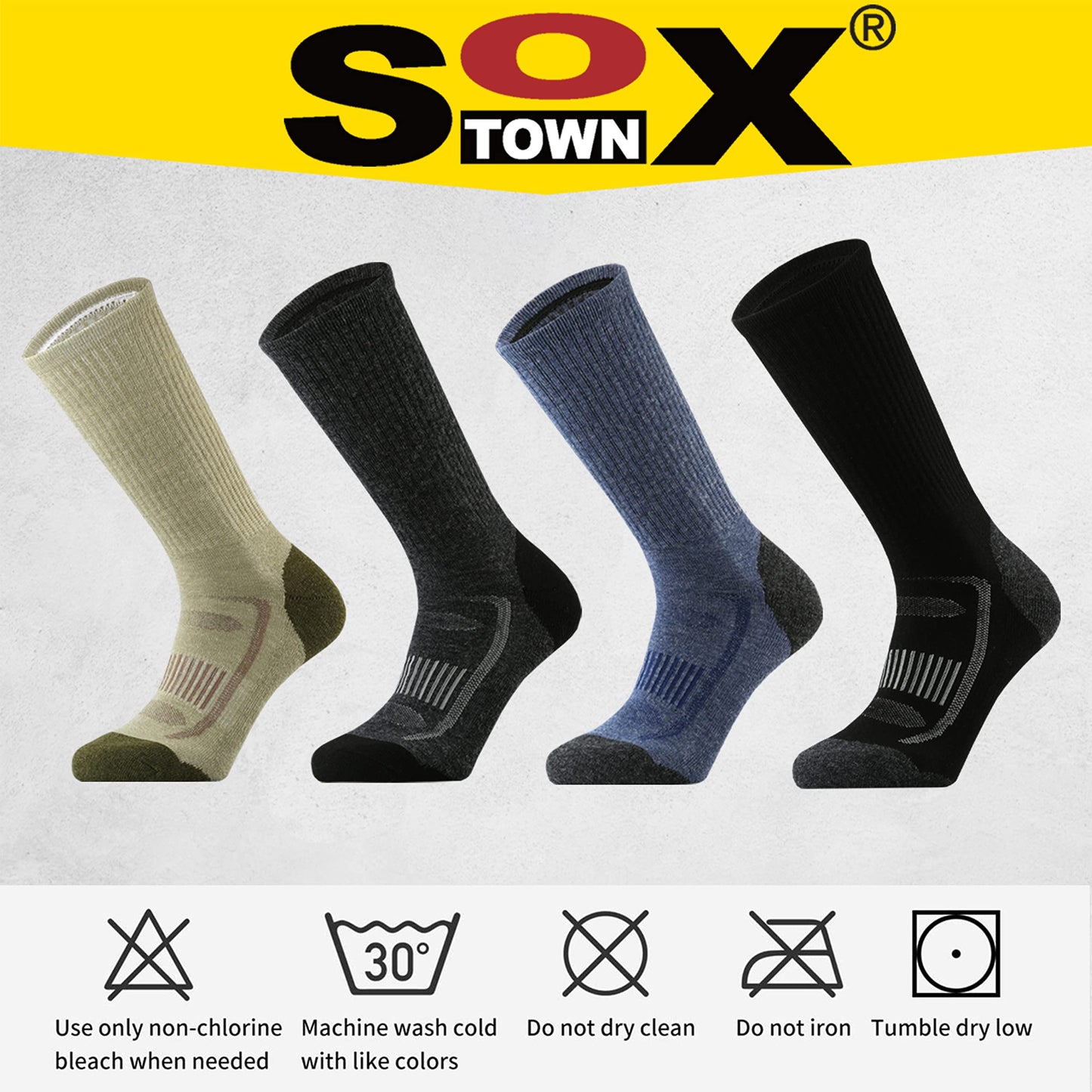 - SOX TOWN | Men's Merino Wool Socks | Outdoor Hiking Trekking | Moisture Control Performance -