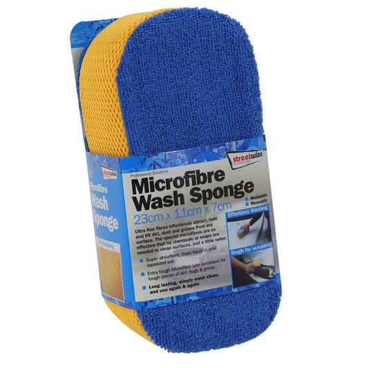 - Streetwize | Extra Tough Microfibre Car Wash Sponge | Machine Washable -