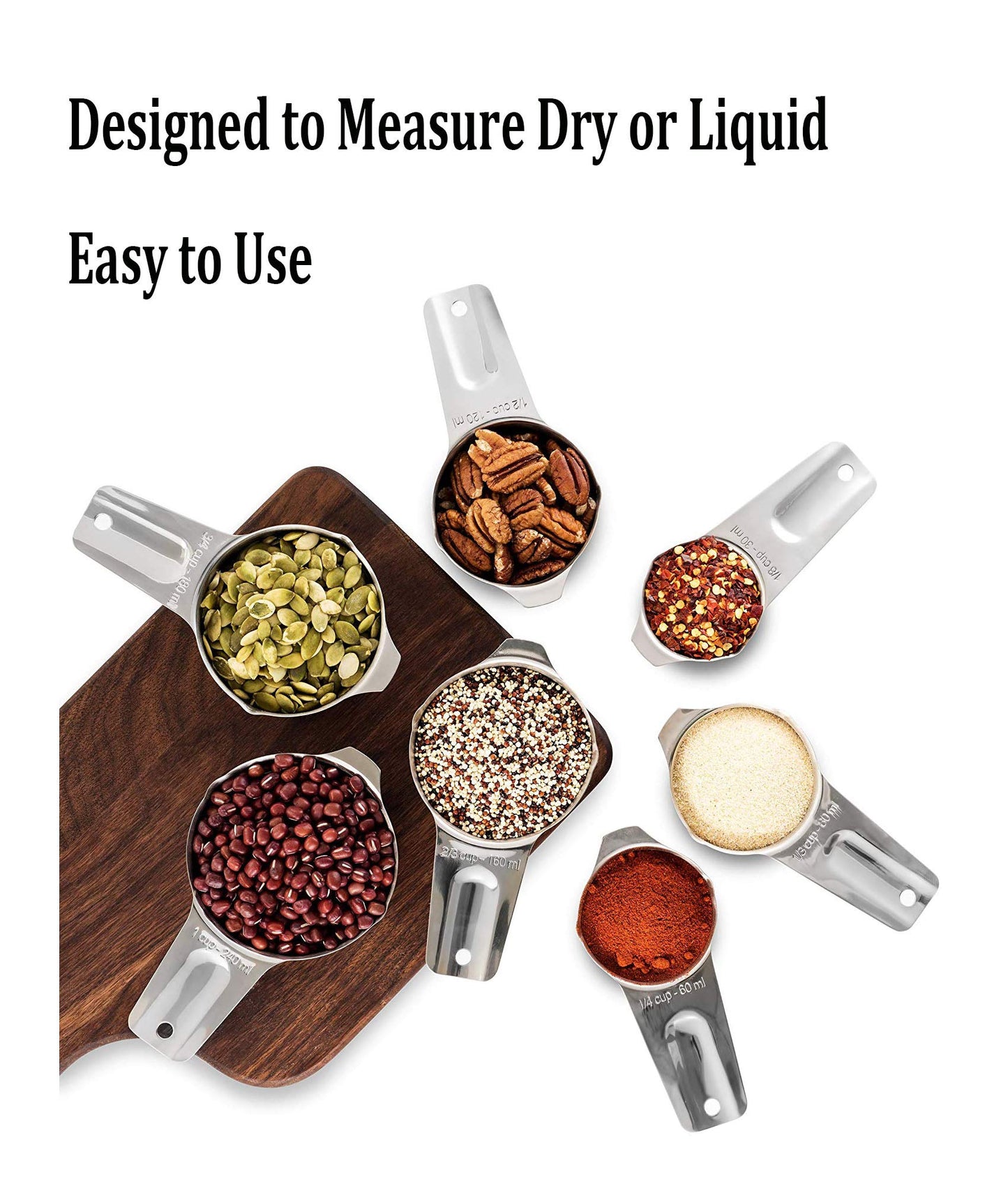 - Measuring Cups | Stainless Steel 7 Piece Stackable Set for Dry or Liquid Ingredients -
