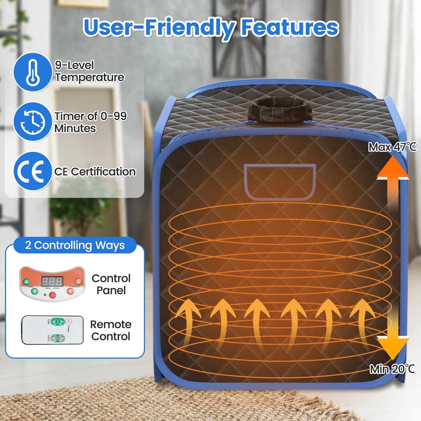 - RELAX4LIFE Portable Steam Sauna | Folding Full Body Spa Sauna Tent | 9 Levels Temperature -