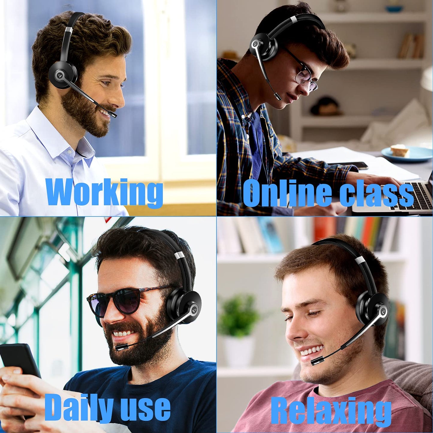 - YUWAKAYI Bluetooth Headset with Noise Canceling Microphone, V5.0, Mic Mute, Wireless Headphone for Laptop, Cell Phone, Tablet, Call Center, Office, Meeting,Online Class