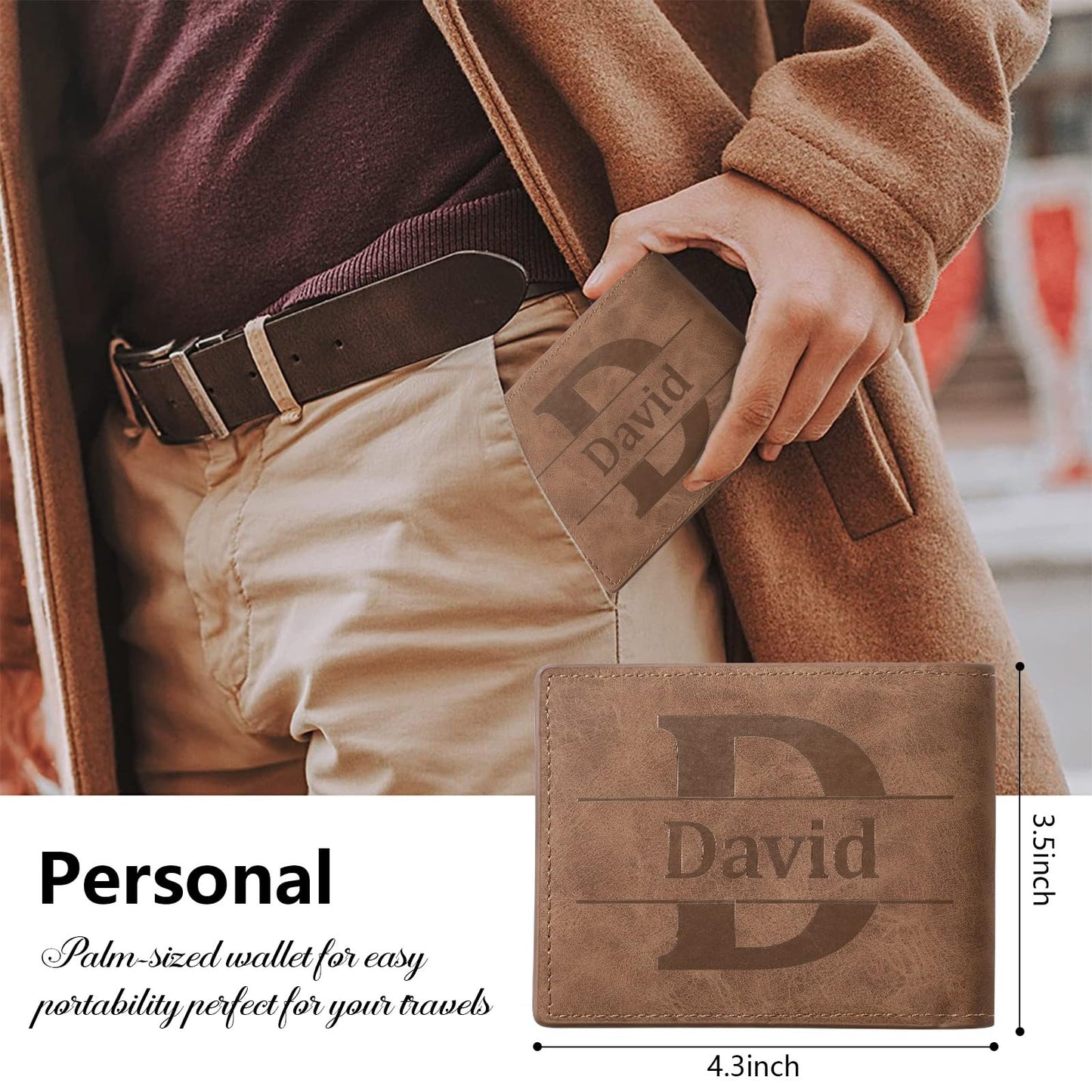 - Dihope Personalised Wallets for Men Letter Name -