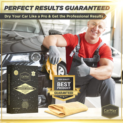 CarMax English Premium Grade Professional Natural Chamois Leather - our biggest and best shammy, super soft and highly absorbent, Made in the UK