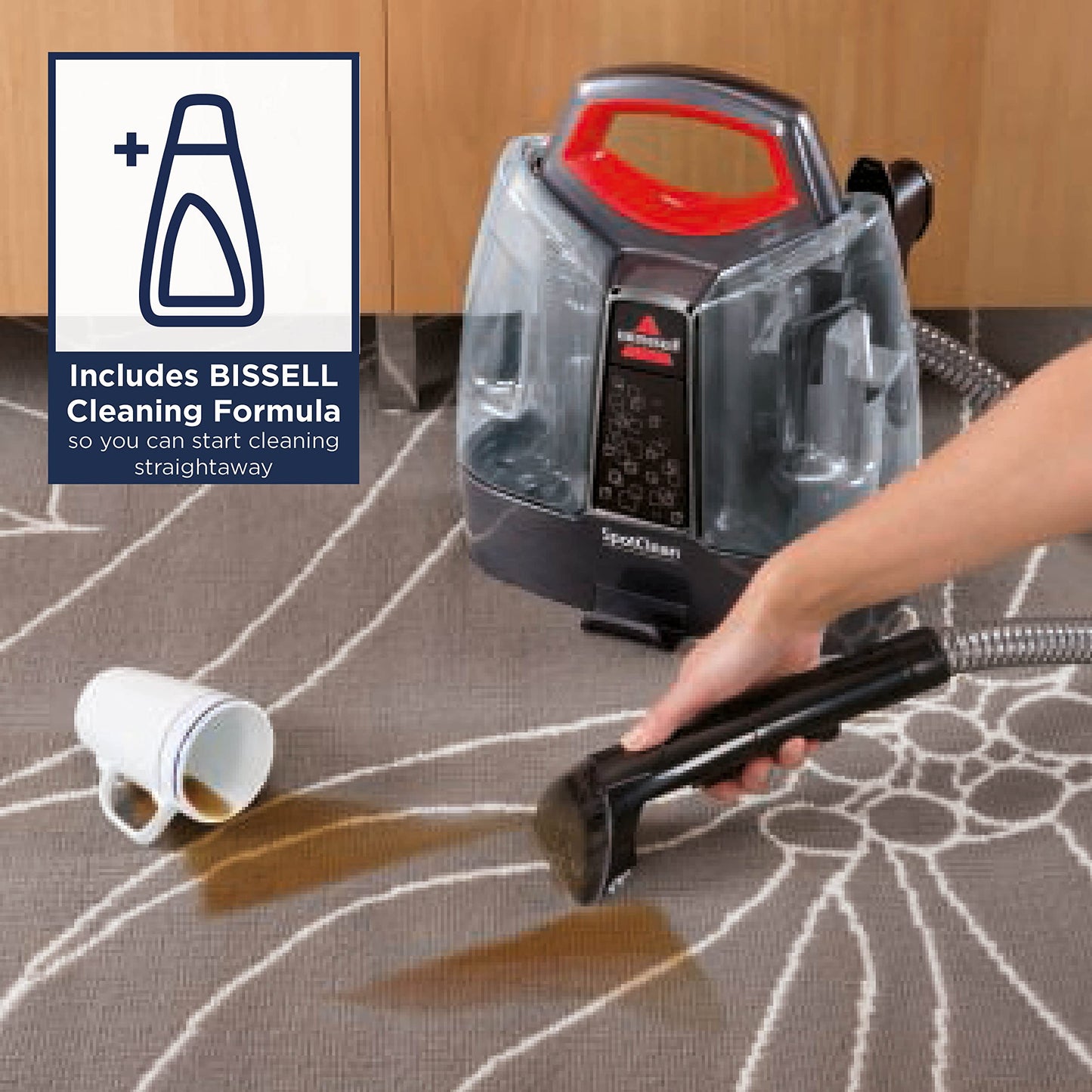 BISSELL SpotClean | Portable Carpet Cleaner | Lifts Spots and Spills with HeatWave Technology | Clean Carpets, Upholstery & Car | 36981 | Black/ Red