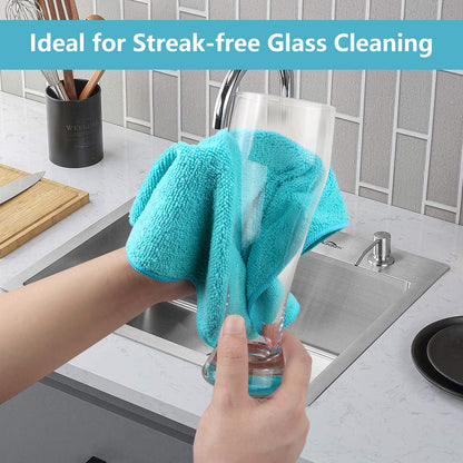 AIDEA Microfibre Cloth 12 Pack,Reusable Kitchen Microfibre Cleaning Towels Dish Cloths,Lint Free Washable Duster Rags Cloth for Home,Windows,Car,Motorbike,30 x 30 cm
