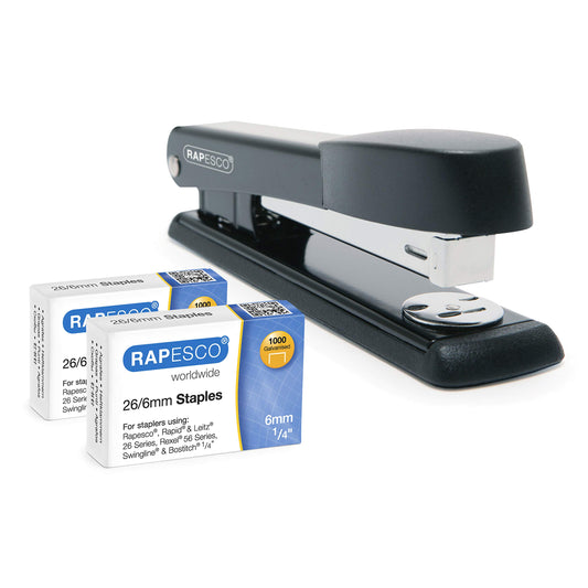 - Rapesco 1602 Germ-Savvy Antibacterial Marlin Stapler | 25 Sheet Capacity | 2000 26/6 mm Staples | Black -