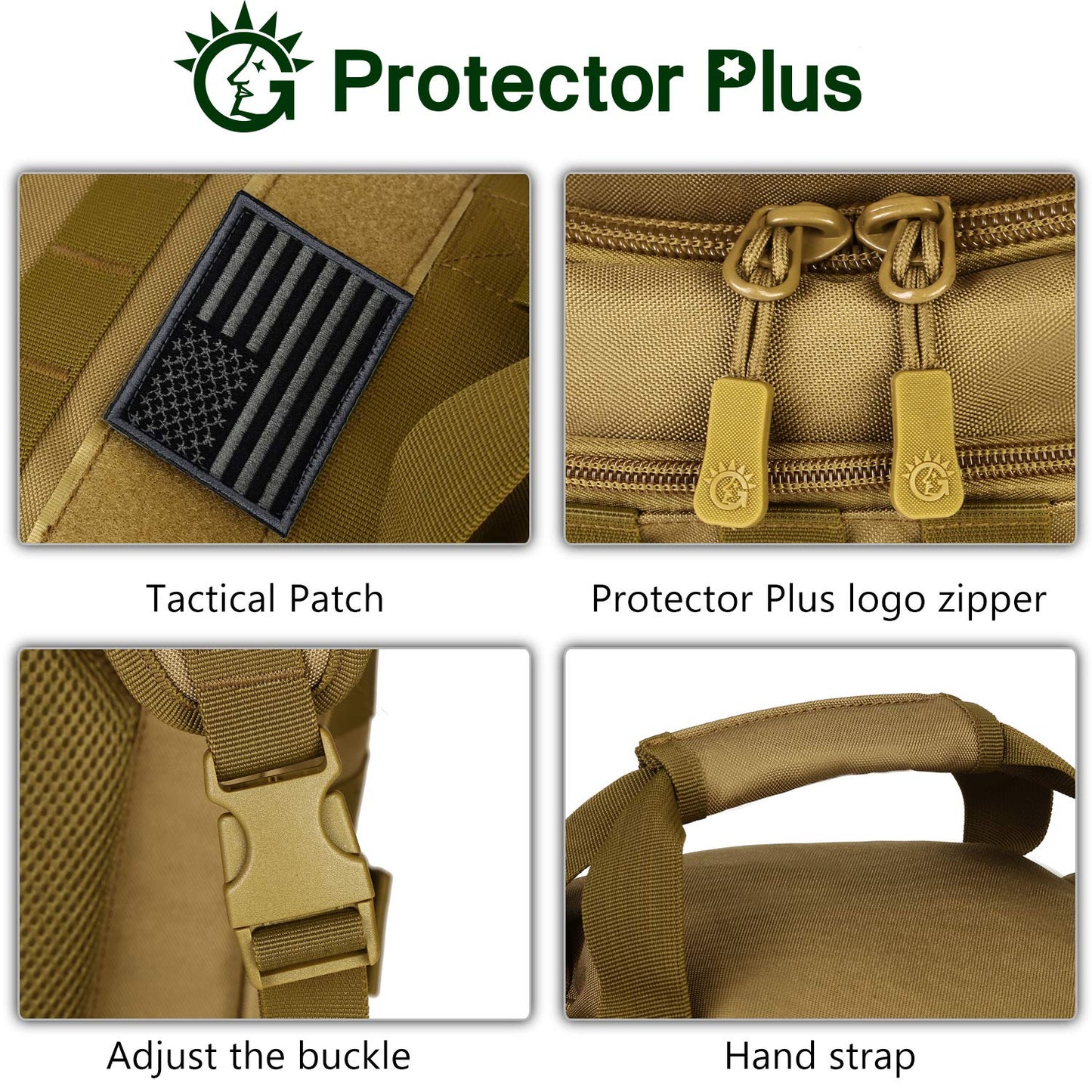 - Protector Plus Tactical Travel Backpack | 60L | Military MOLLE Duffel Bag | Brown -