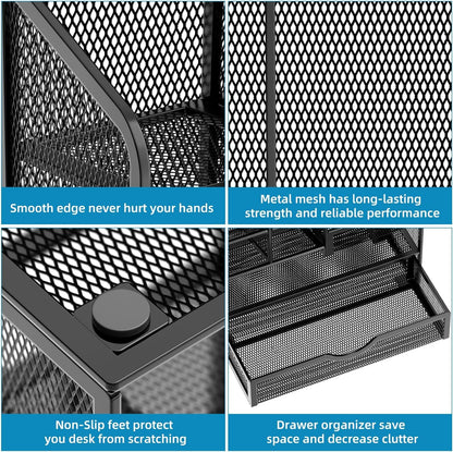 - Marbrasse Mesh Desk Organiser,Stationary Organiser | MultiFunctional Pen Holder -