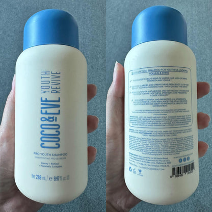Coco & Eve Pro Youth Shampoo & Conditioner. For Strength, Shine, Volume and Healthy Scalp. With Honey, Retinol, Prebiotics. (280 ml)