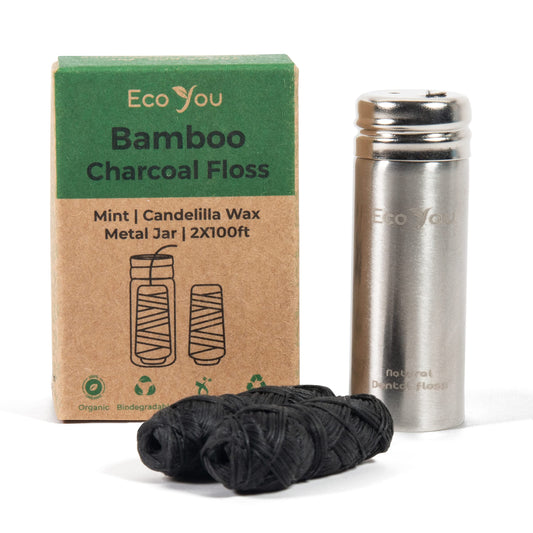 - EcoYou Eco Floss | 2 Charcoal Dental Floss Refills + Dental Floss Holder | Mint & Candelilla Wax -
