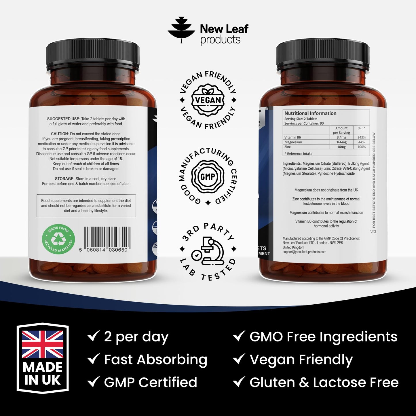 - ZMA Supplements for Men & Women - 180 Tablets - High Strength Muscle Sleep Aid & Muscle Recovery