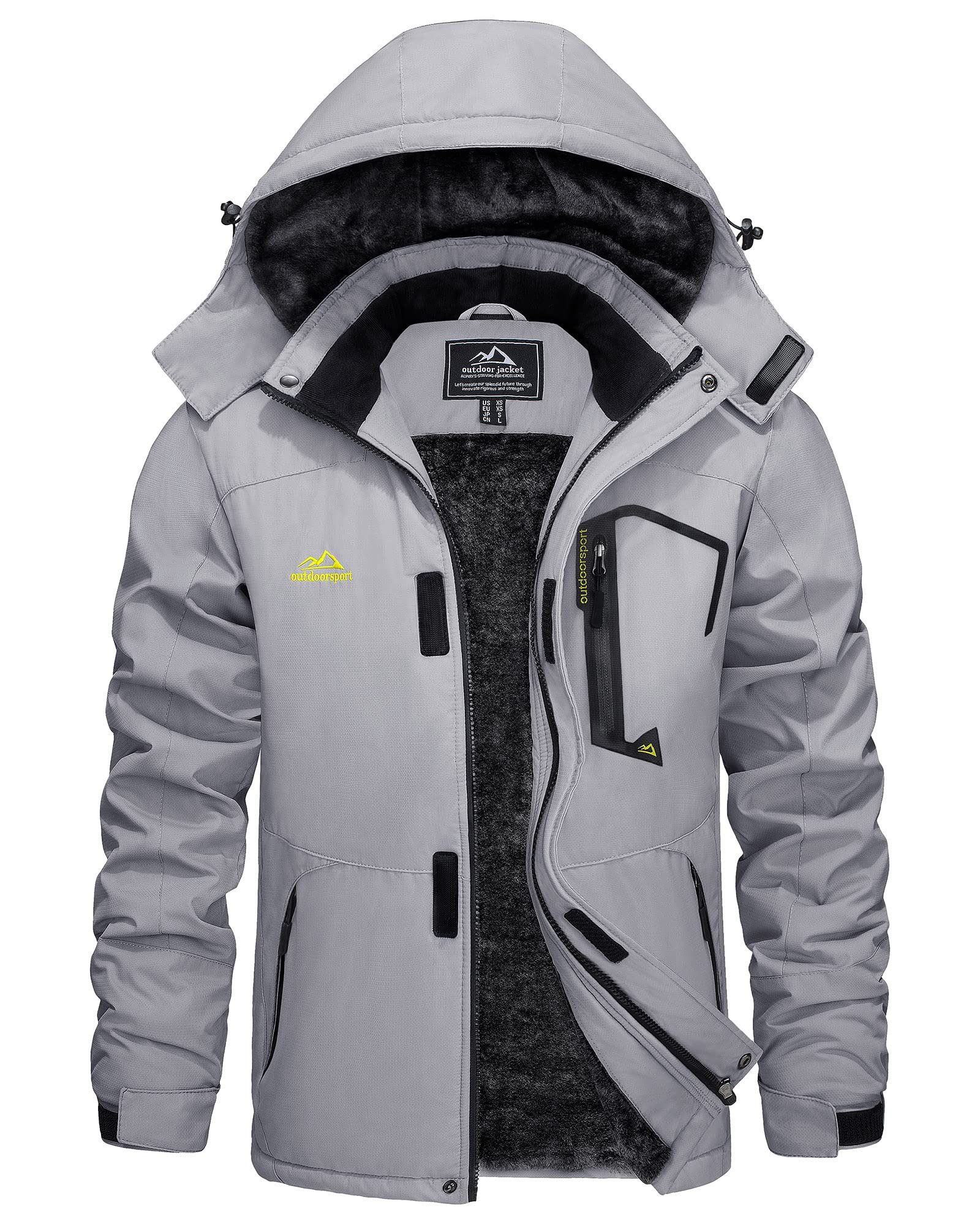 KEFITEVD Mens Ski Jacket Breathable Warm Lined Winter Jacket with Remo Top Dad
