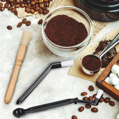 6 Pieces Coffee Machine Cleaning Brush Set Machine Cleaning Brush Tool with Spoon, Coffee Grinder Cleaning Brush, Wood Handle and Soft Bristles Wood Brush for Coffee Machine Group Head