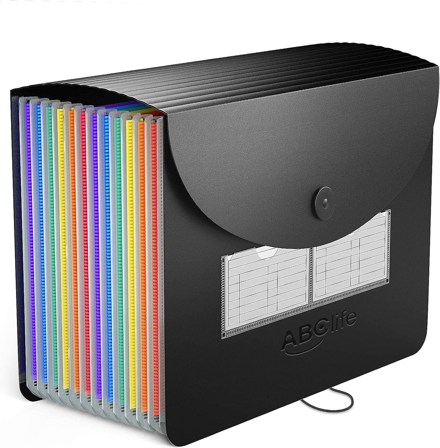 ABC life Expanding File Folder - 12 Pockets Portable Rainbow A4 File Organiser Self Standing Accordion Document Filing Box High Capacity Storage Bag for Home & Office & School (12 Pocket with Cover)